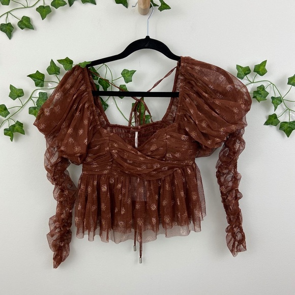 Free People Tops - Free People Penelope top in coffee combo Sz XS